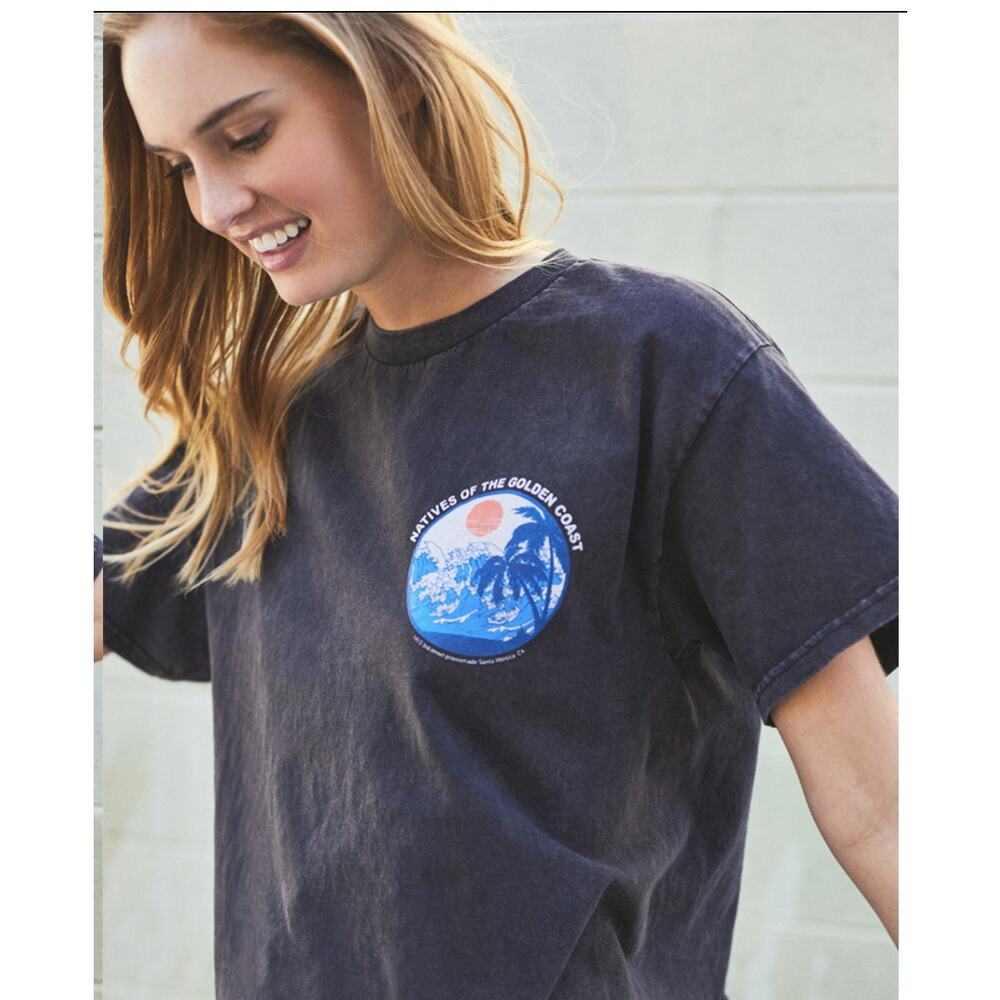 J. Galt Graphic T-shirt 'Natives of The Golden Coast' One Size Black/Blue/White